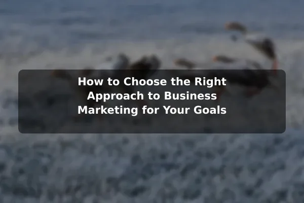How to Choose the Right Approach to Business Marketing for Your Goals