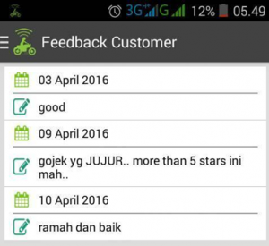 Cara melihat feedback costumer gojek