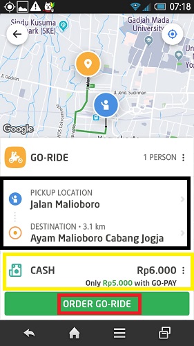 cara order Go-Ride pemula