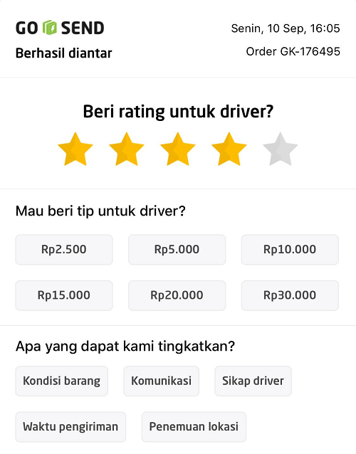 meningkatkan rating driver di Gojek