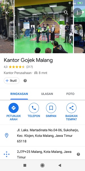 tiba di Gojek Malang