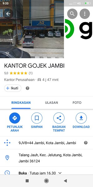 tiba di kantor gojek jambi