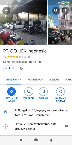 sampai di kantor gojek Surabaya