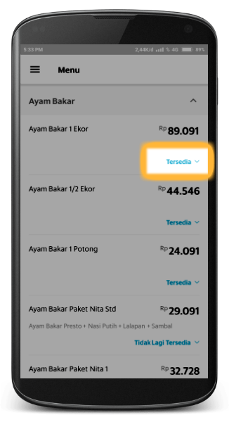 Cara Memperbaharui Status Ketersediaan Menu Restoran di aplikasi grabfood merchant