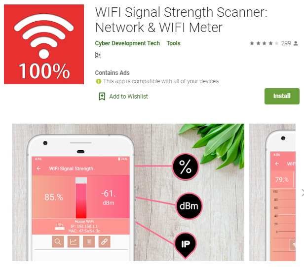 WIFI signal strength meter