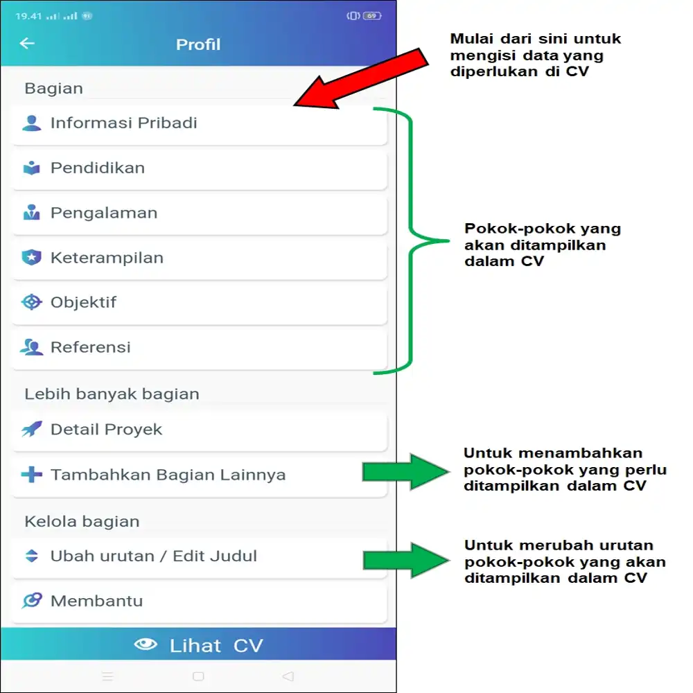 cara membuat cv di hp 