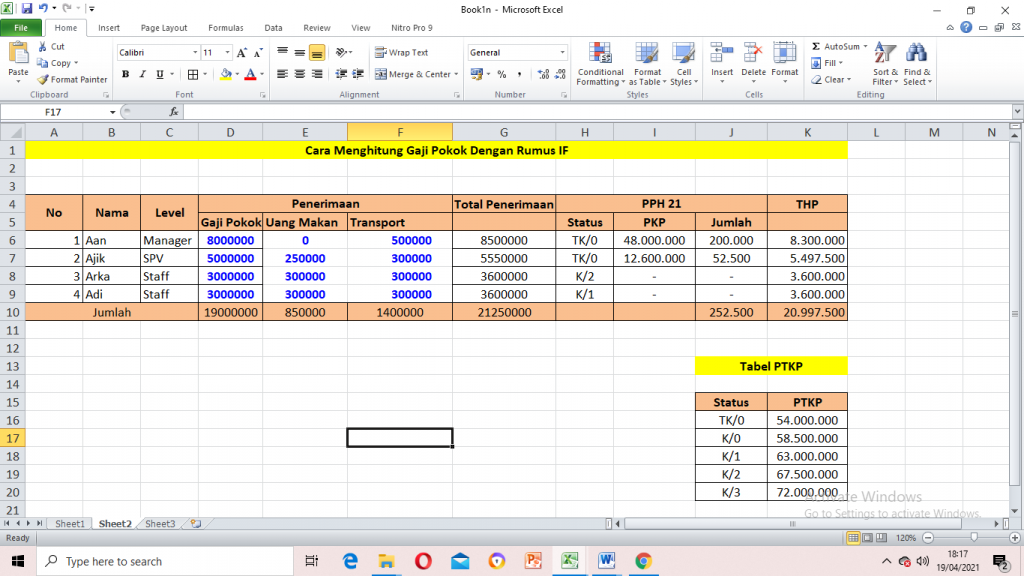 slip gaji excel