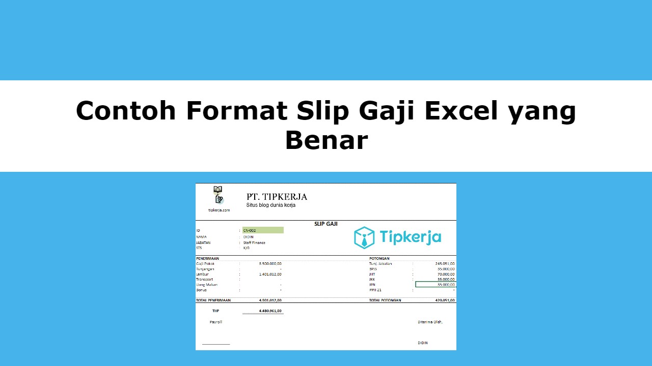 Contoh Format Slip Gaji Excel yang Benar