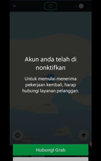 akun grab driver dibekukan