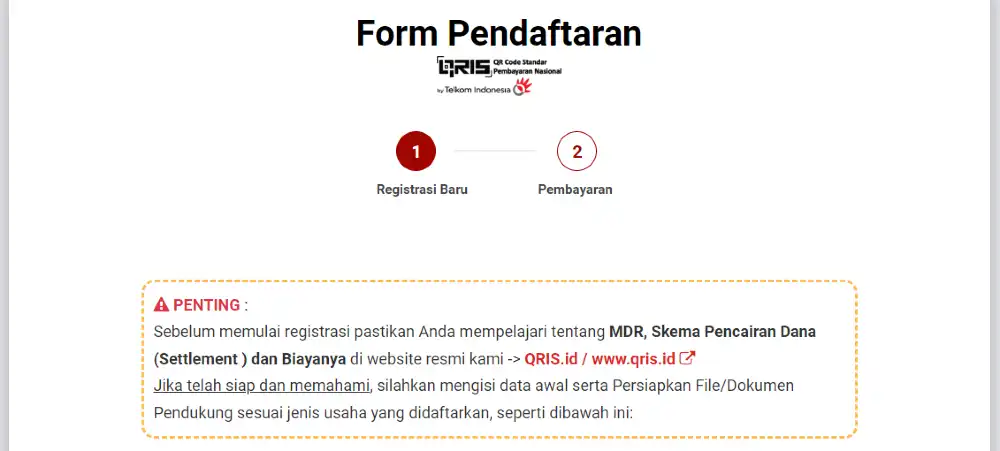 Form Pendaftaran QRIS