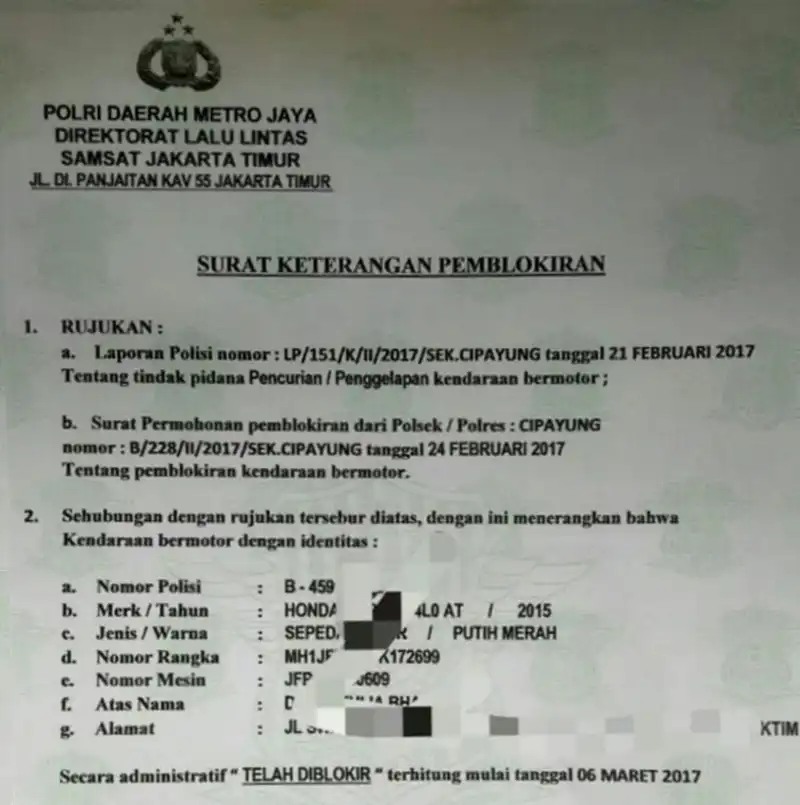 Melaporkan Kendaraan Hilang