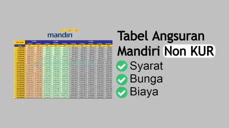 Tabel Angsuran Mandiri 2023 Non KUR