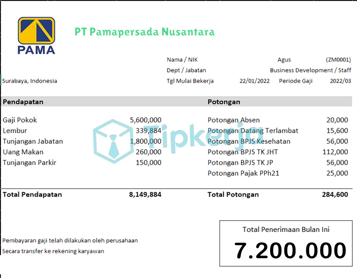 Slip Gaji PT Pamapersada Nusantara